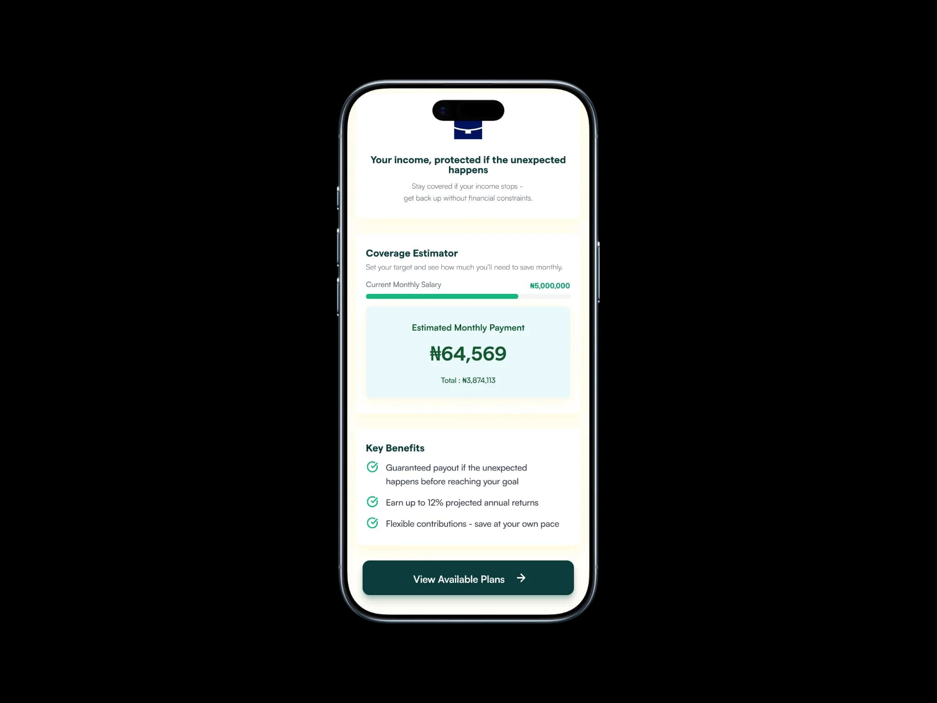 Skydd app showing protection plans